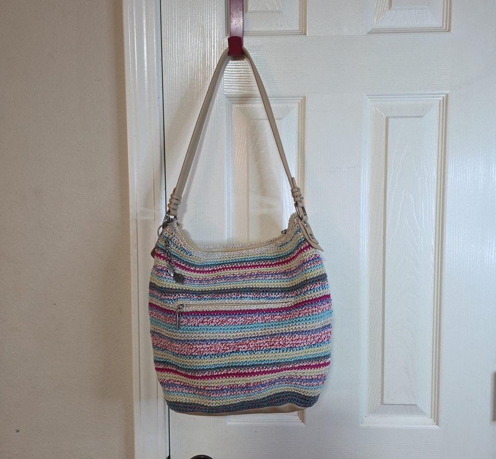 The Sak Multicolor Striped Woven Hobo with Cream Strap